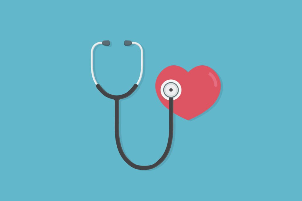 cartoon-stethoscope-placed-on-a-cartoon-red-heart