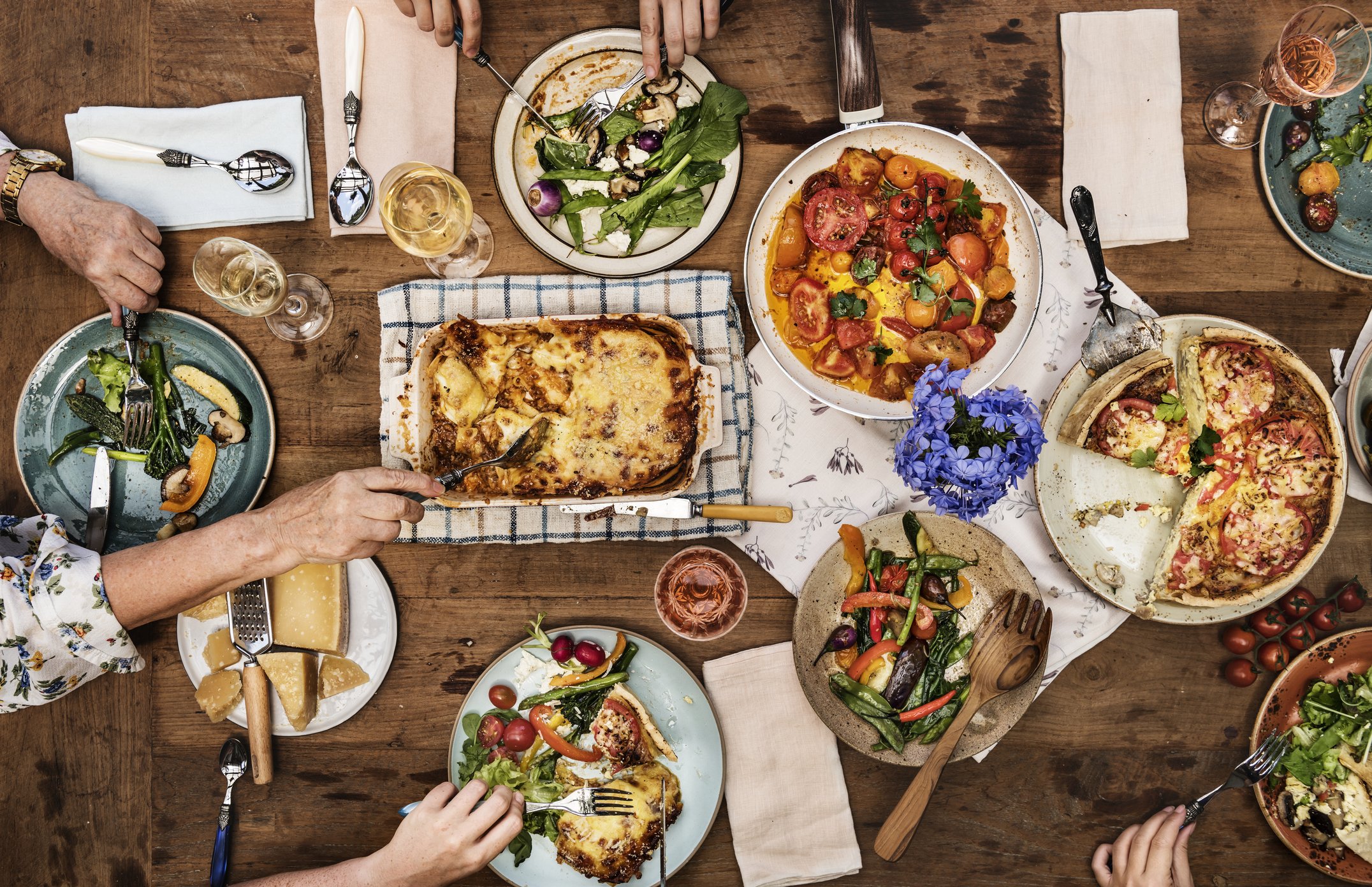 dinner-party-with-homemade-lasagne-and-quiche