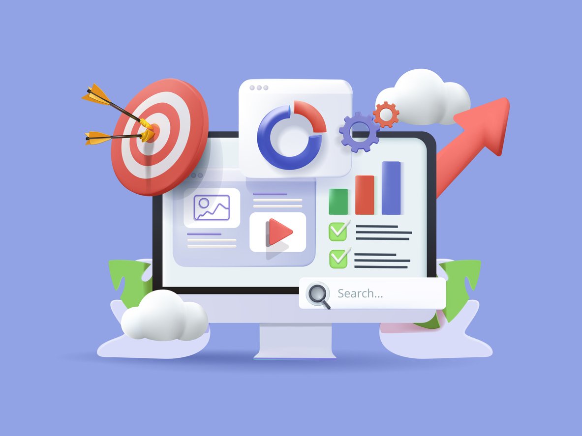Computer-screen-filled-with-examples-of-digital-marketing-reports