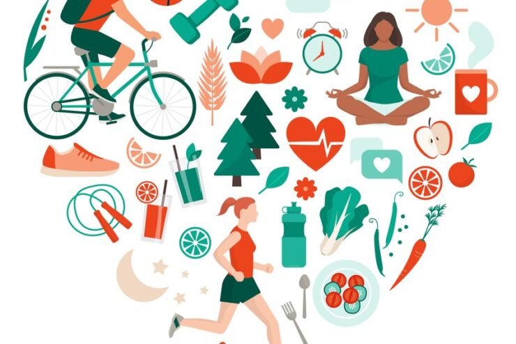 Healthy-lifestyle-and-self-care-concept-with-food-sports-and-nature-icons-arranged-in-a-heart-shape