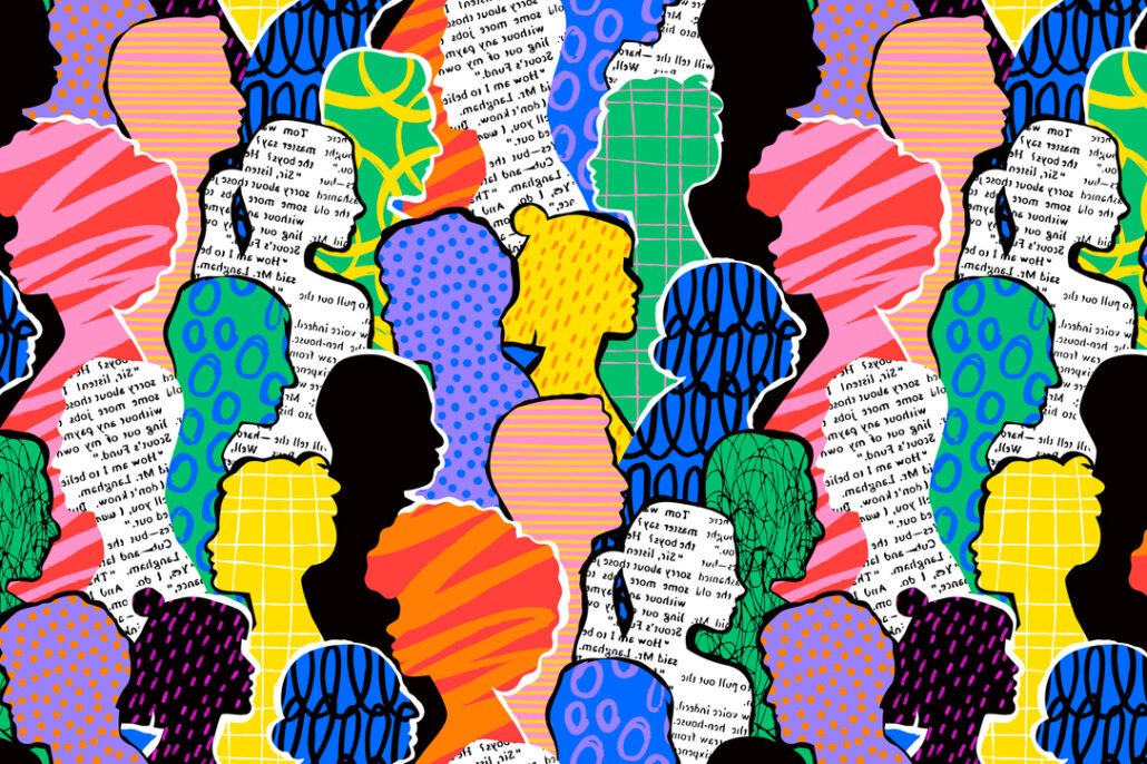 Colourful-diverse-crowd-illustration-in-modern-collage-painting-style.