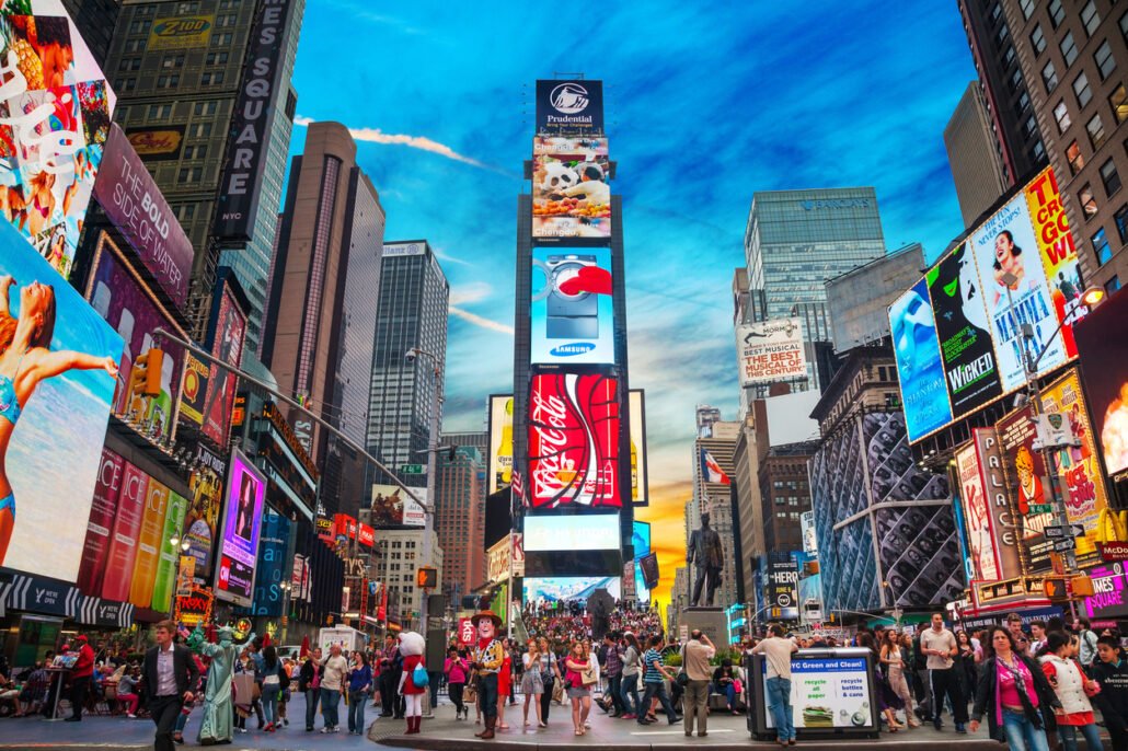Marketing-billboards-in-New-York-Times-Square-Theatre-District